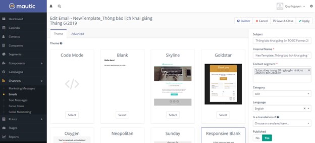 Sử dụng segment trong chiến dịch lần 1