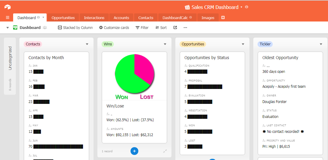 Airtable được sử dụng như một CRM nhỏ