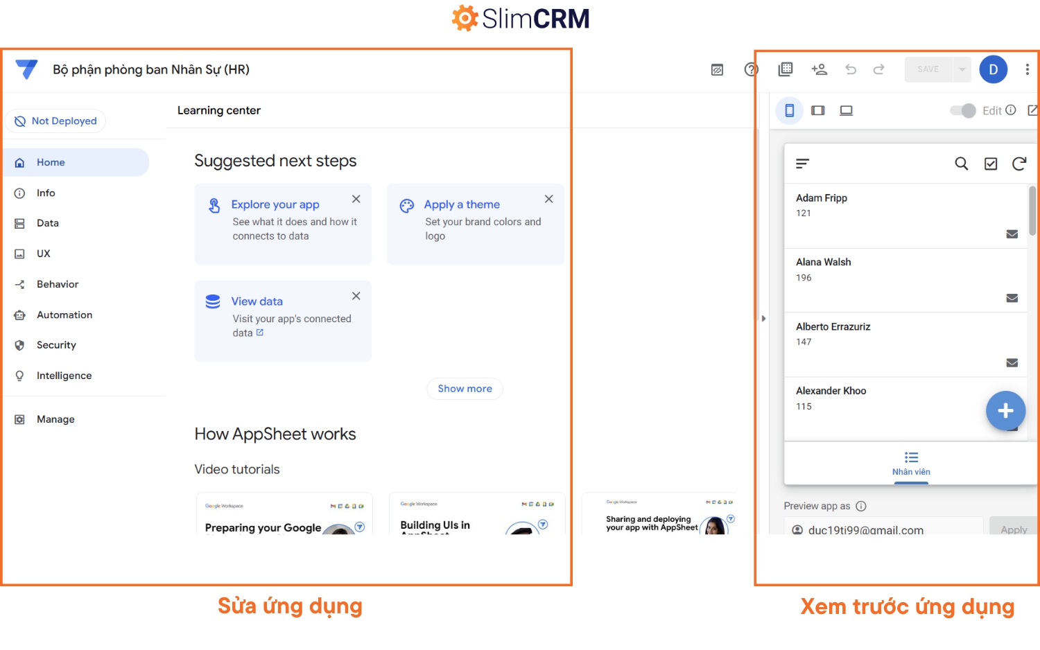 Hướng dẫn sử dụng appsheet