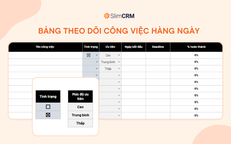 Bảng theo dõi công việc hàng ngày
