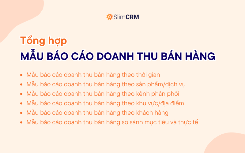 Các mẫu báo cáo doanh thu bán hàng bằng Excel