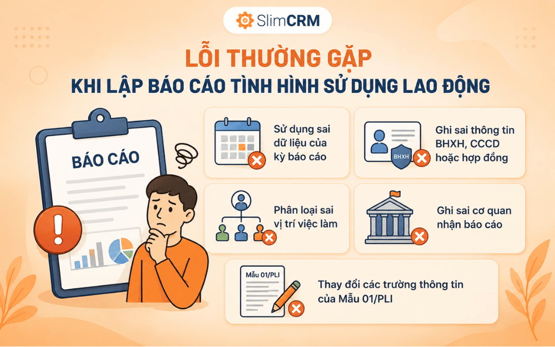 Lỗi thường gặp khi lập báo cáo tình hình sử dụng lao động