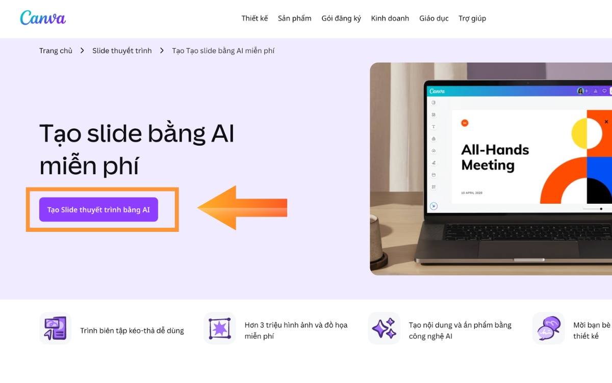 Cách tạo slide bằng AI Canva