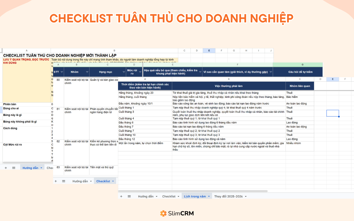 Các hạng mục cần tuân thủ cho doanh nghiệp