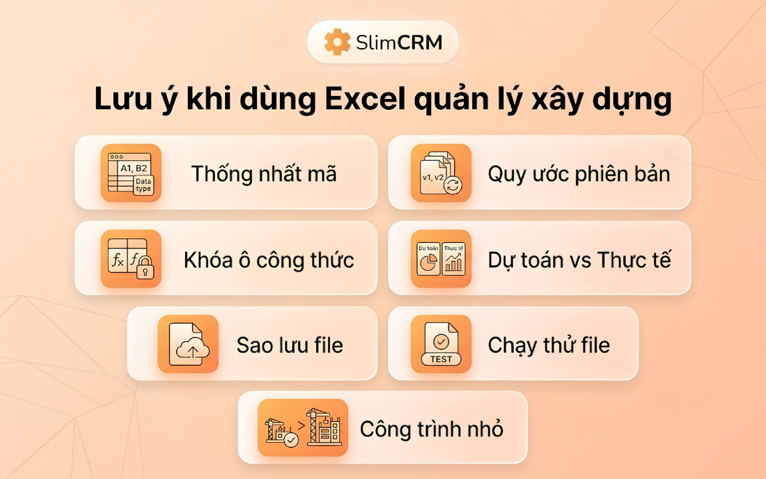 Lưu ý khi dùng file Excel quản lý dự án xây dựng