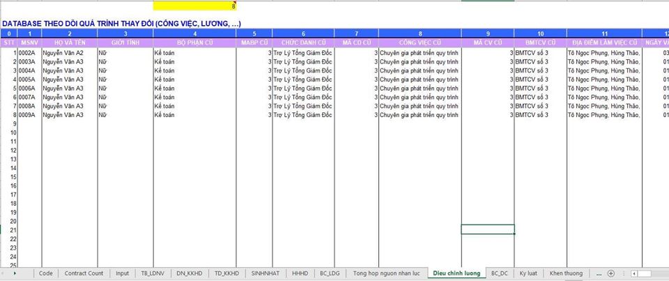 Mẫu file excel quản lý nhân sự đầy đủ