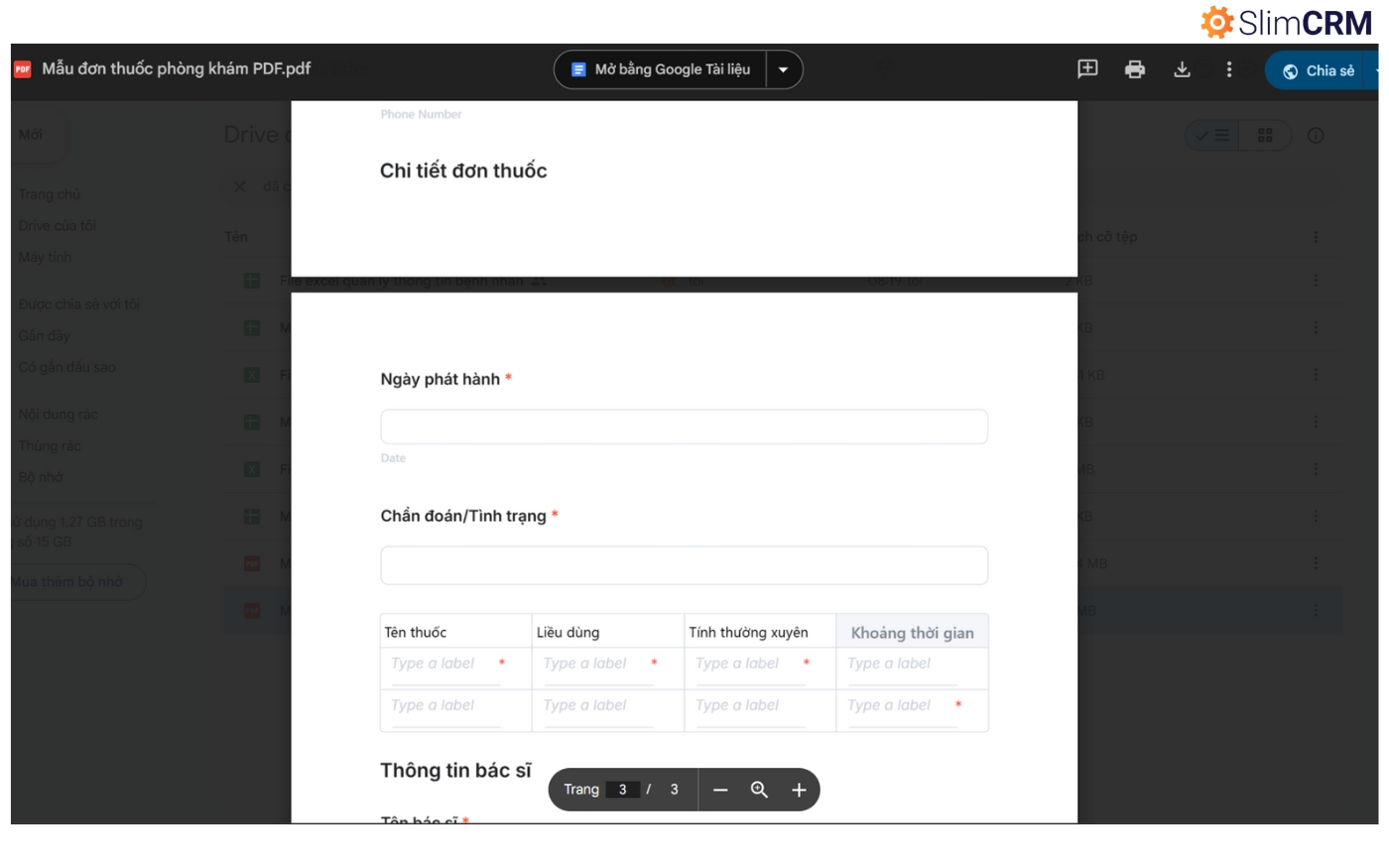 file Excel quản lý phòng khám