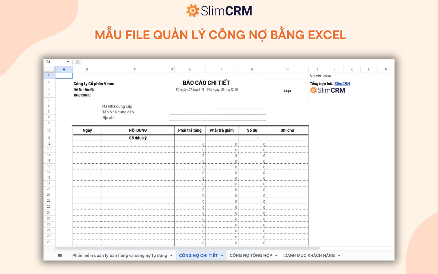 mẫu theo dõi công nợ bằng excel 