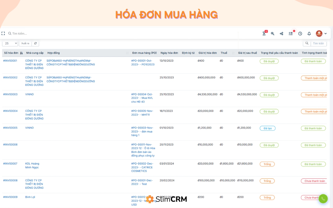 Hóa đơn mua hàng