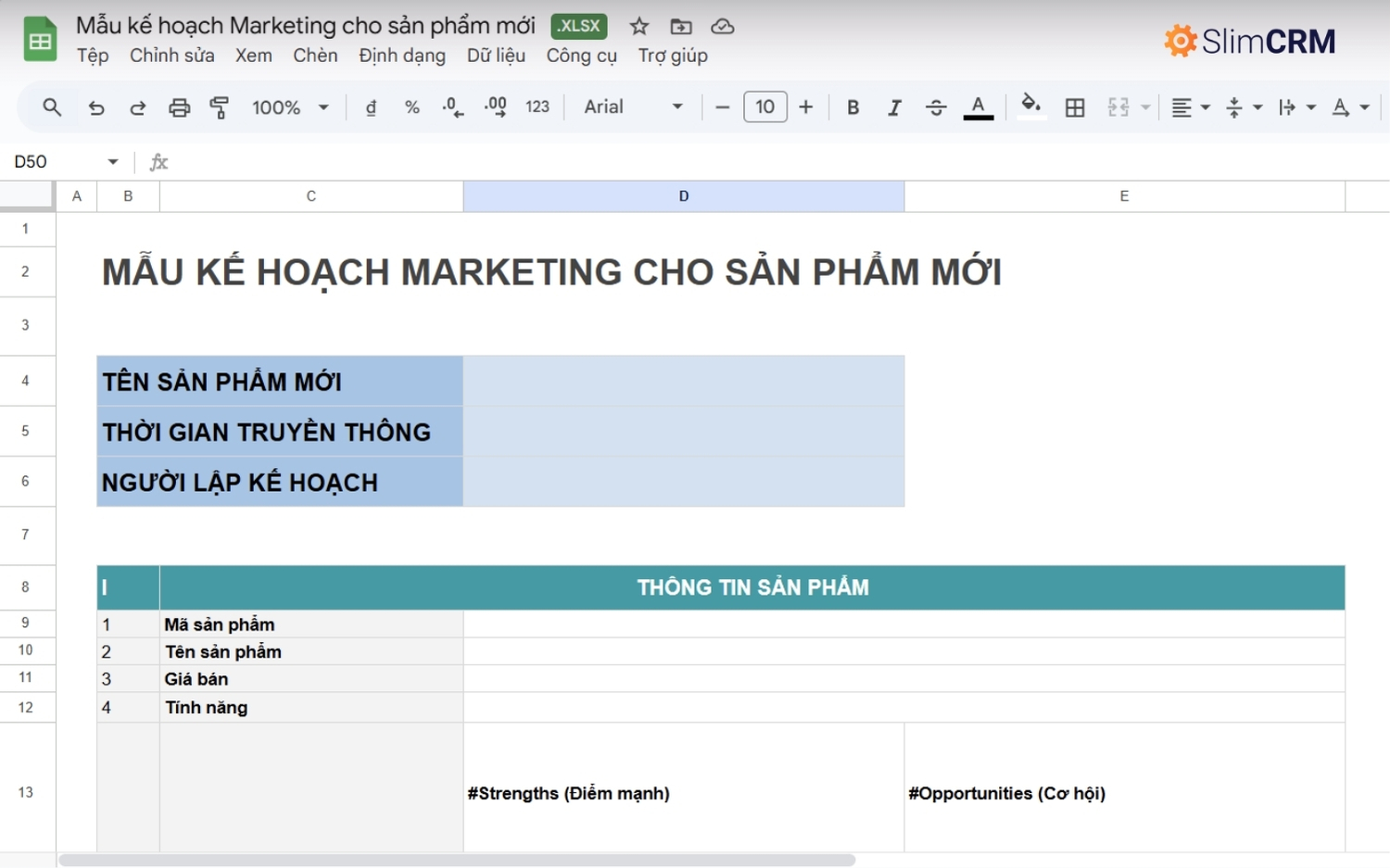 Mẫu kế hoạch Marketing cho sản phẩm mới