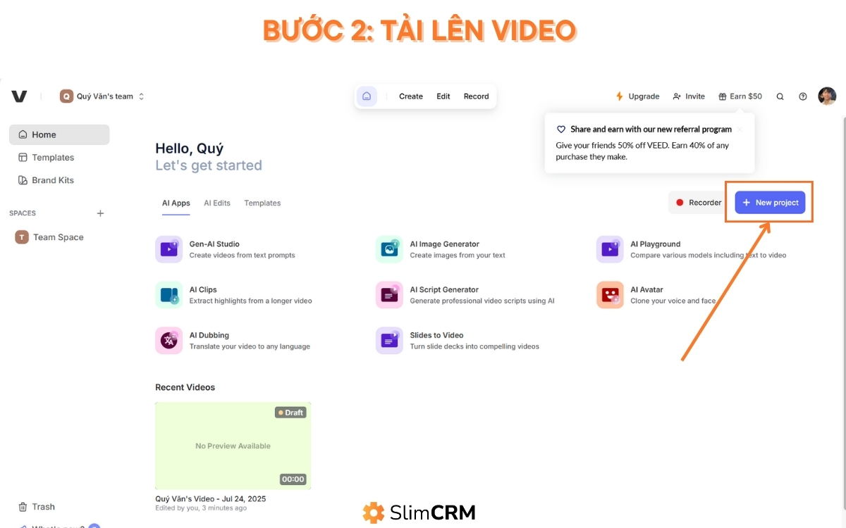 Hướng dẫn sử dụng Veed.io