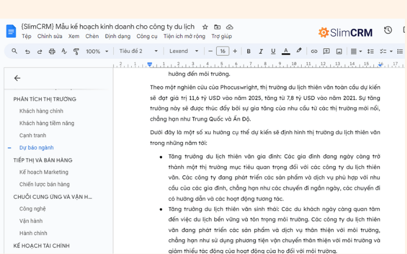 Mẫu kế hoạch kinh doanh cho công ty du lịch