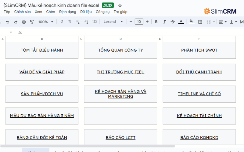 Mẫu lập kế hoạch kinh doanh trên excel