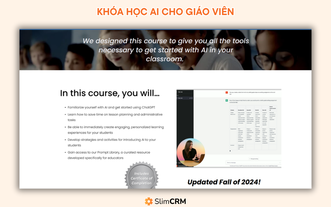 Khóa học AI cho giáo viên