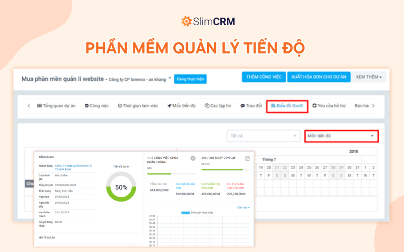 Phần mềm quản lý tiến độ dự án, công việc SlimCRM