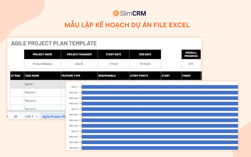 Bản kế hoạch dự án mẫu file excel theo nguyên tắc Agile