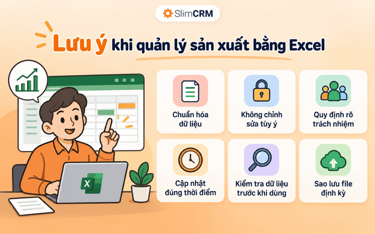 lưu ý file excel quản lý sản xuất