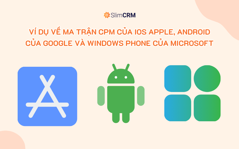 Ví dụ về ma trận CPM của IOS Apple, Android của Google và Windows Phone của Microsoft