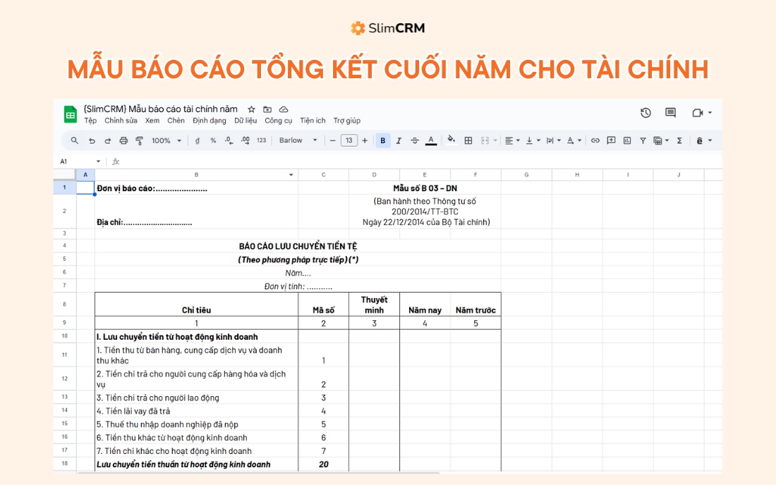 Mẫu báo cáo tổng kết tài chính cuối năm