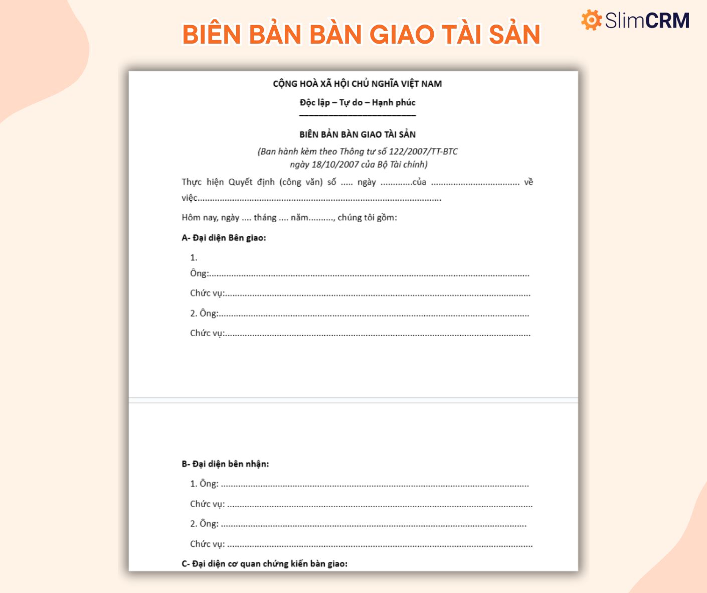 mẫu biên bản bàn giao tài sản