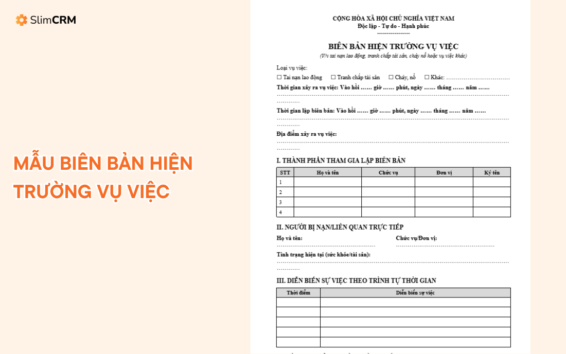 Mẫu biên bản hiện trường vụ việc
