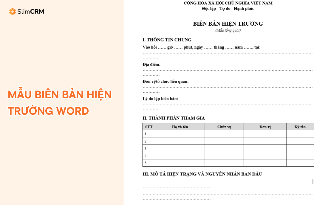 Mẫu biên bản hiện trường word