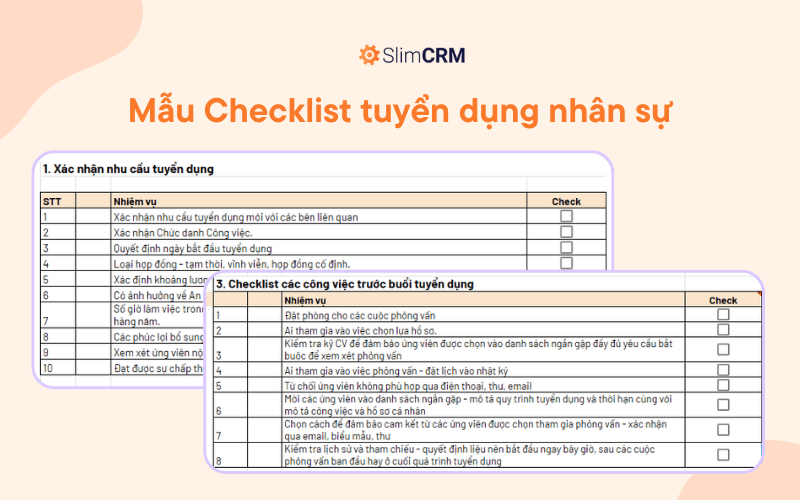 Mẫu checklist tuyển dụng nhân sự