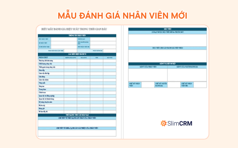 Mẫu đánh giá nhân viên mới