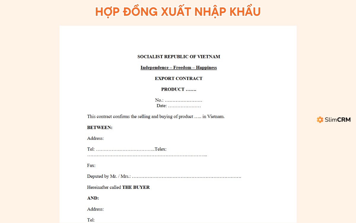 mẫu hợp đồng xuất nhập khẩu