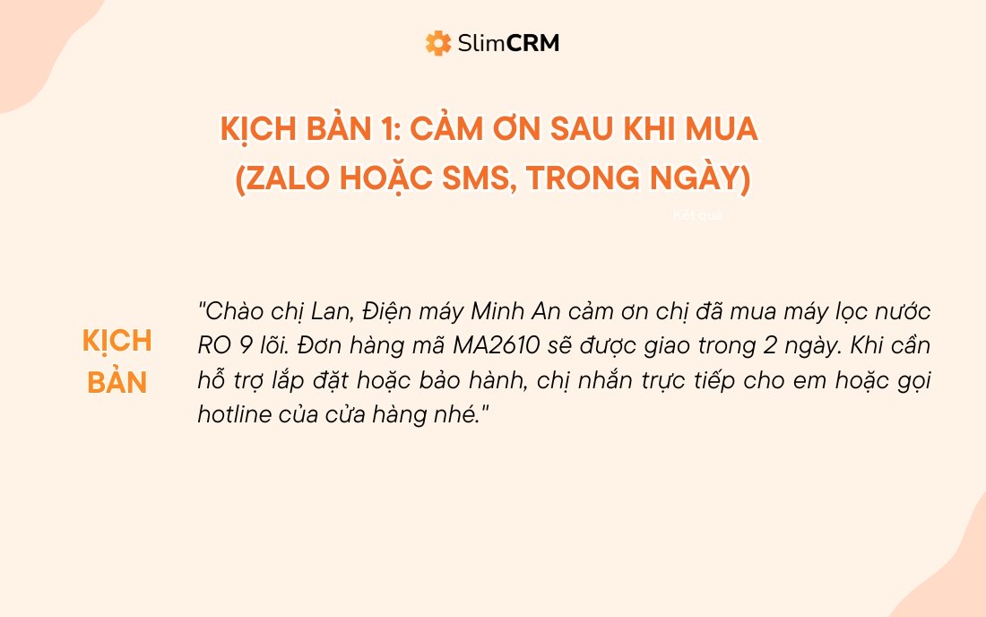 Mẫu kịch bản chăm sóc khách hàng sau bán hàng
