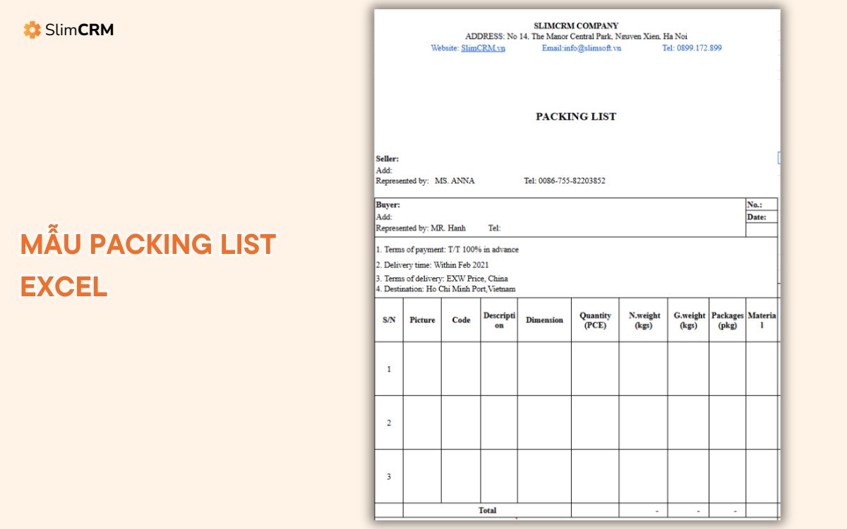mẫu packing list excel