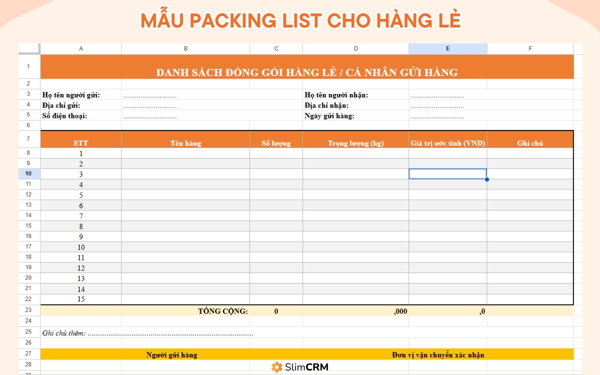 download mẫu packing list excel hàng lẻ