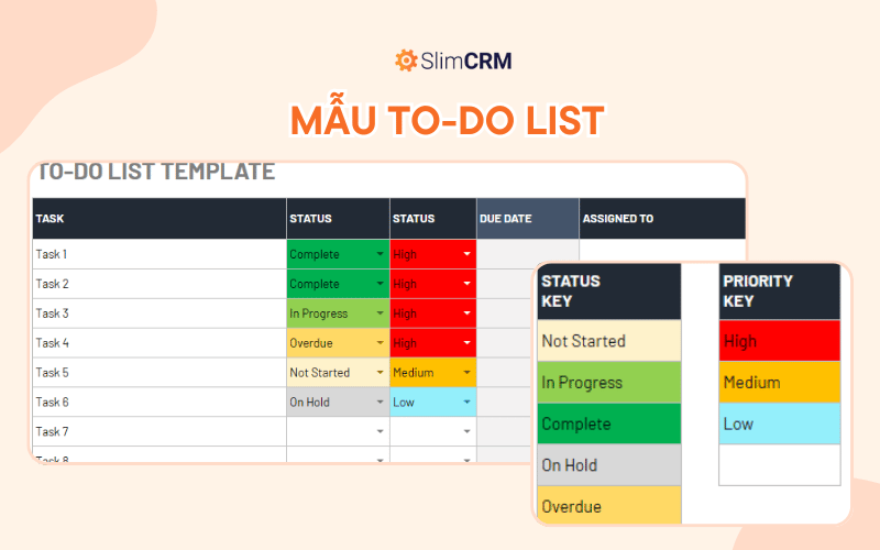 Mẫu To-do List quản lý công việc bằng Google Sheet