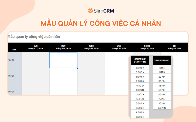 Mẫu excel quản lý công việc cá nhân