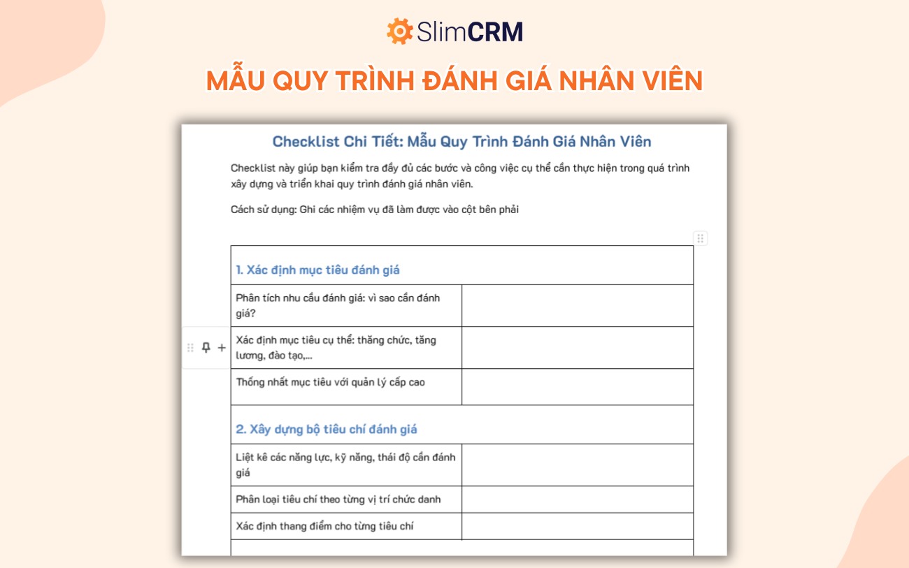 Mẫu quy trình đánh giá nhân viên
