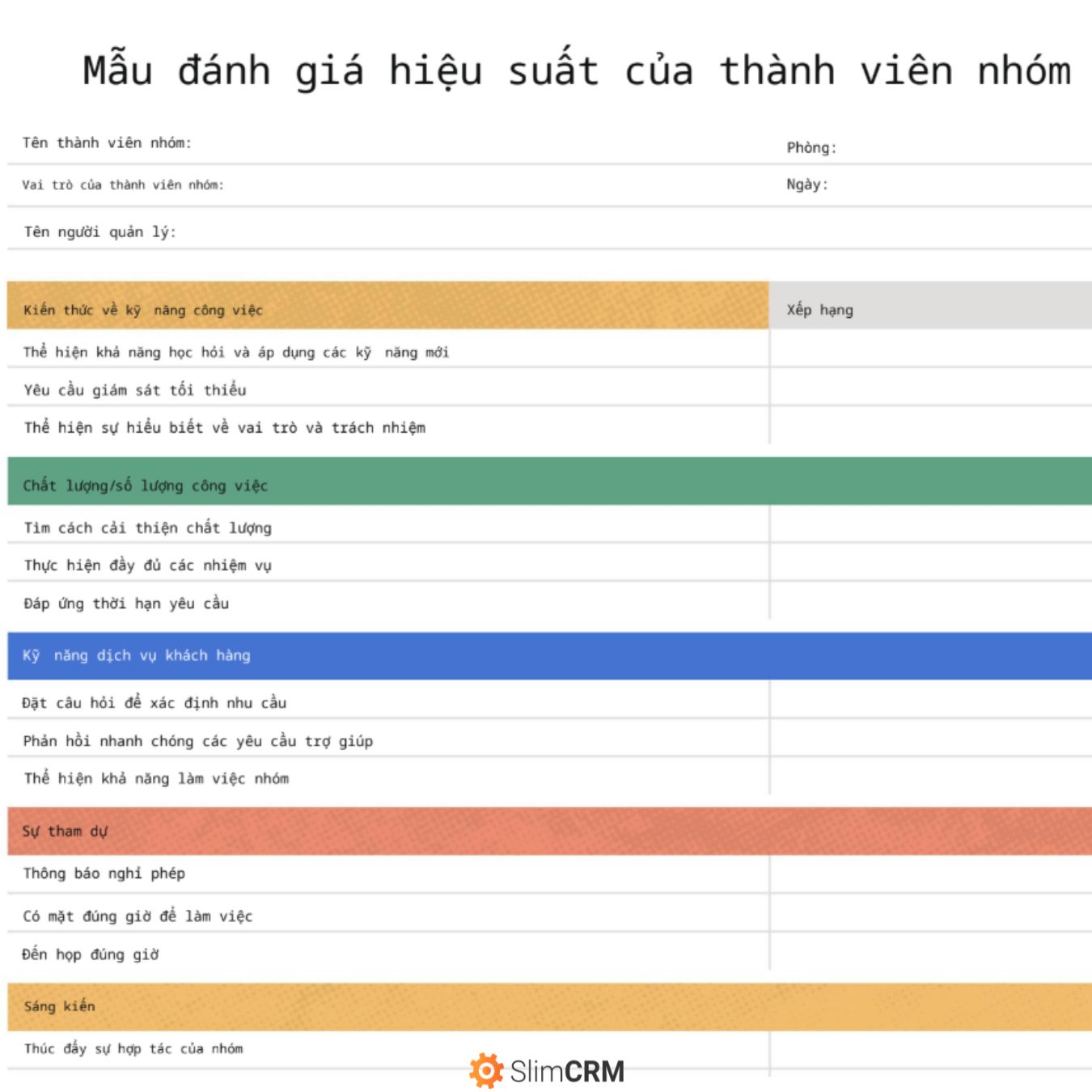 Mẫu quy trình đánh giá nhân viên 2