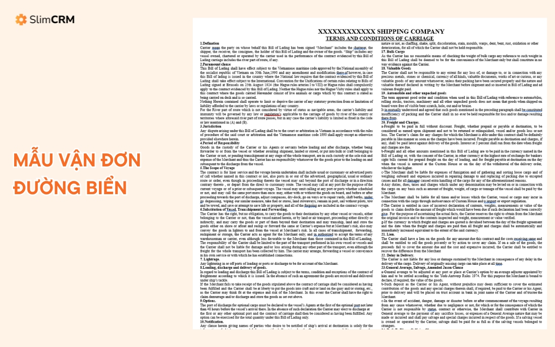 Mẫu vận đơn đường biển