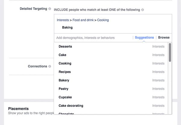 Mục tiêu dựa vào sở thích Facebook Audience Insights