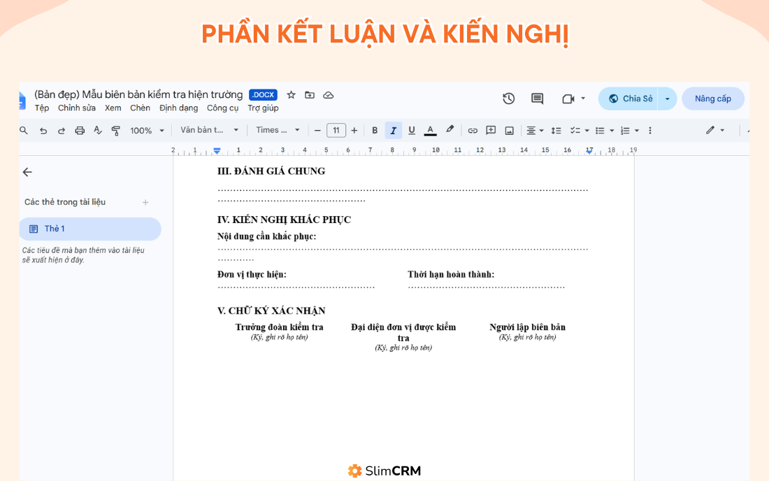 Nội dung Mẫu biên bản hiện trường