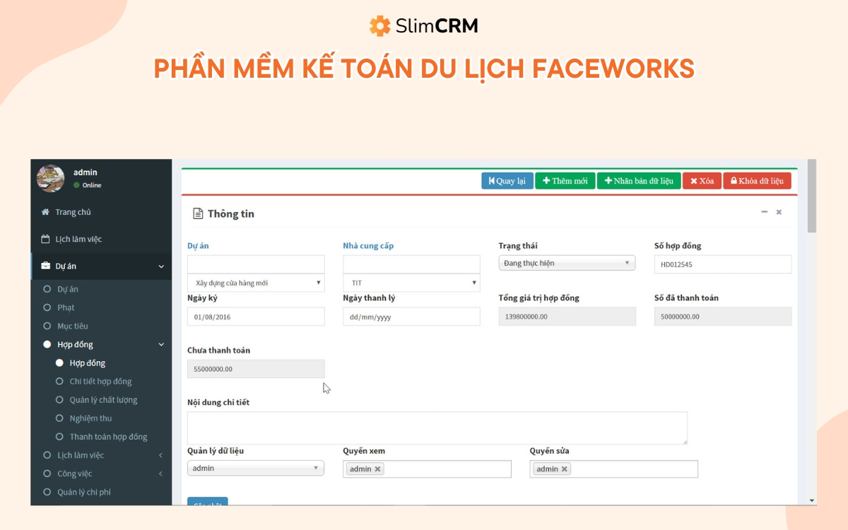 Phần mềm kế toán du lịch faceworks