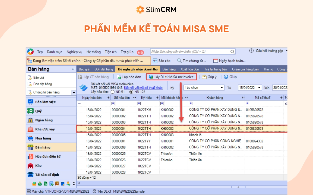 Phần mềm kế toán du lịch MISA SME