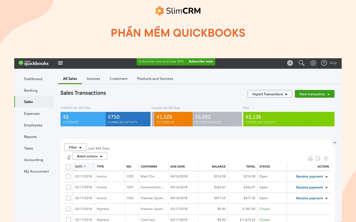 Phần mềm kế toán du lịch quickbooks