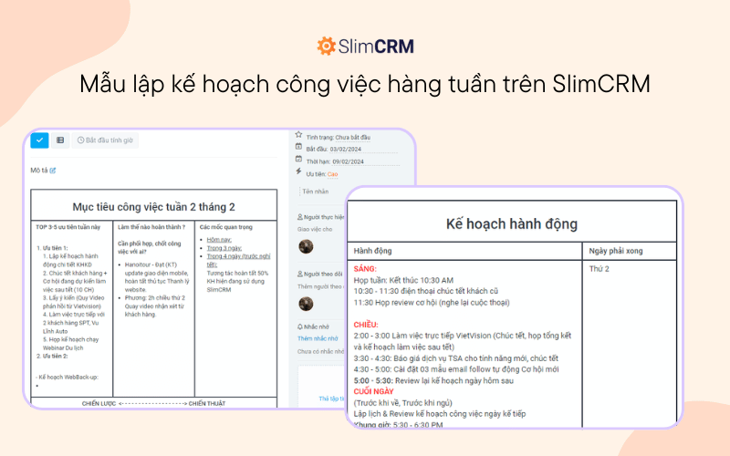 Phần mềm lập kế hoạch công việc SlimCRM
