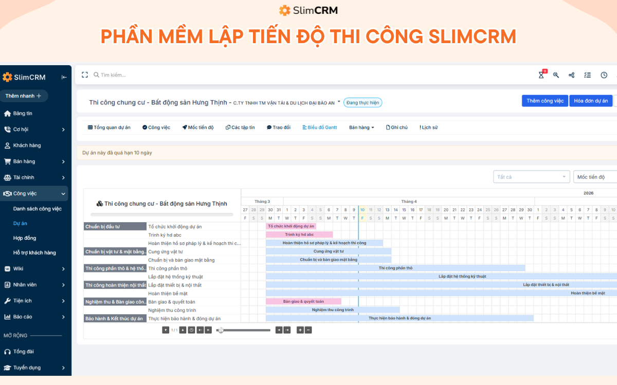 Phần mềm lập tiến độ thi công project
