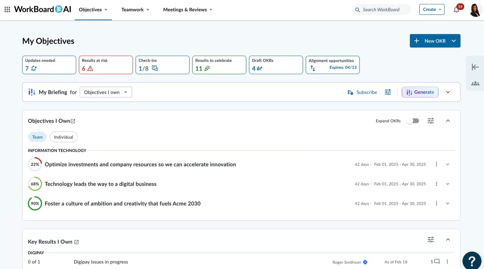 phần mềm OKRs WorkBoard