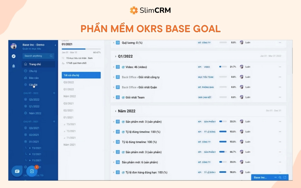 phần mềm OKRs Base goal