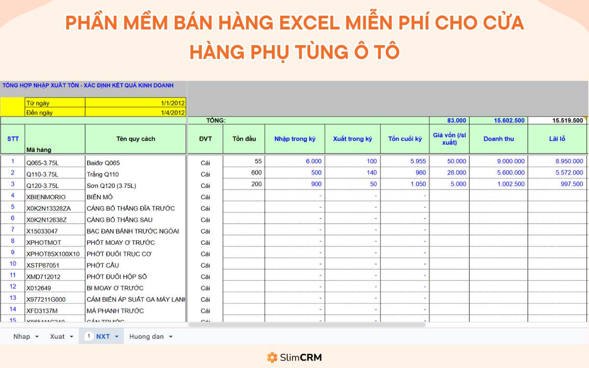 phần mềm quản lý bán hàng miễn phí bằng excel