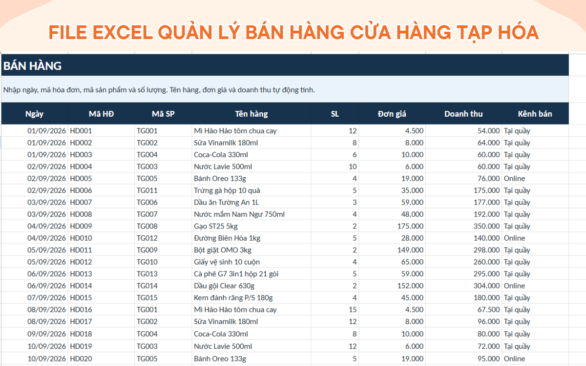 phần mềm quản lý bán hàng miễn phí bằng excel