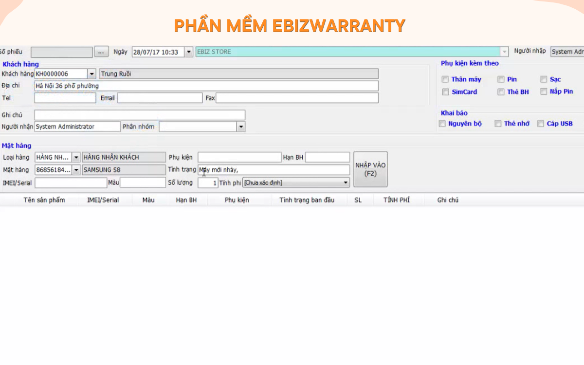 phần mềm quản lý bảo hành