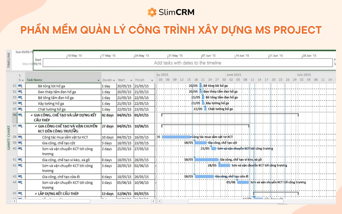 phần mềm quản lý công trình xây dựng ms project